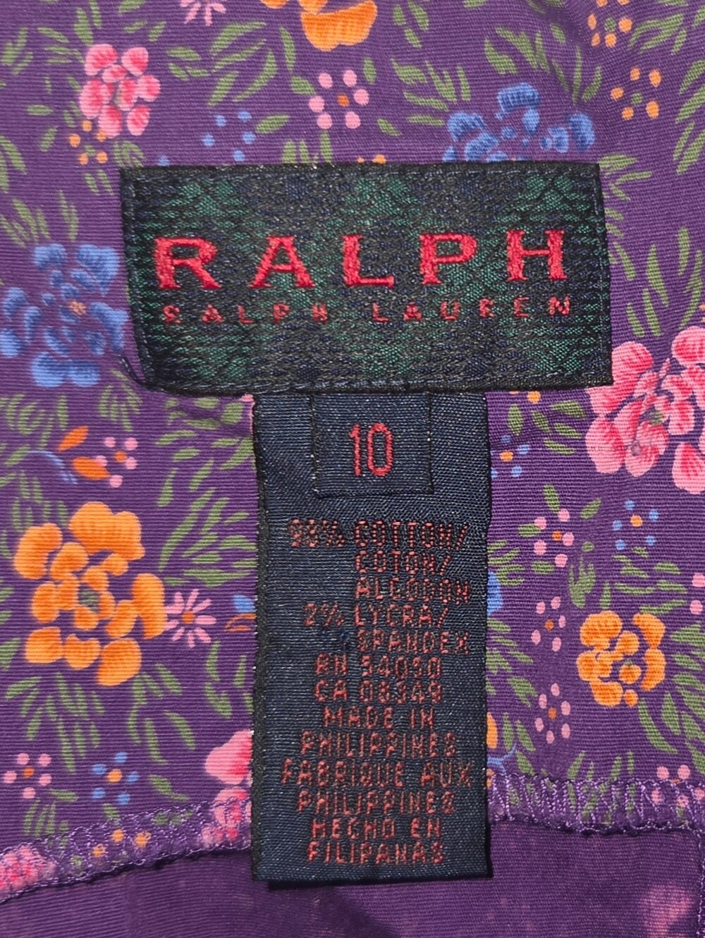 Vintage Ralph Lauren Purple Floral Sheath Dress Cotton Stretch Sz 10 - Picture 7 of 15